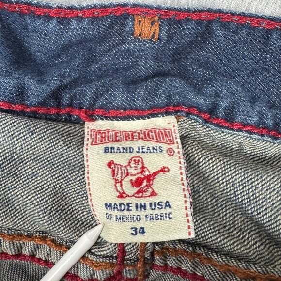 True Religion Red Thick Stitch Jeans Men's Size 34X32 - Picture 14 of 16